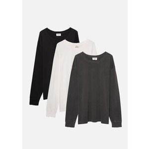 Elwood Oversized Core Long Sleeve Tee 3-Pack Lot Black Gray White Size XL